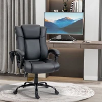 Vinsetto High Back Vibration Massage Office Chair with 6 Vibration Points, Reclining PU Leather Computer Chair with Armrest and Remote, Black(m-2)