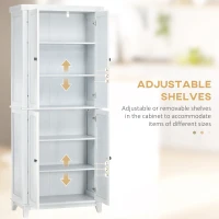 HOMCOM 72.5" Pinewood Large Kitchen Pantry Storage Cabinet, Freestanding Cabinets with Doors and Shelves, Dining Room(m-7)