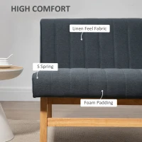 HOMCOM 42" Loveseat Sofa with Rubber Wood Legs, Space-Saving Upholstered Couch, Small 2 Seater Sofa - Graphite(m-5)