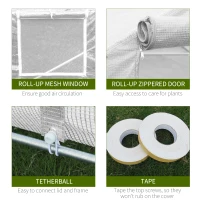 Outsunny 20' x 10' x 7' Walk-in Tunnel Greenhouse with Zippered Mesh Door & 8 Mesh Windows, Gardening Plant Hot House with Galvanized Steel Hoops, White(m-6)