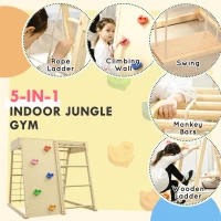 Qaba 5-in-1 Indoor Jungle Gym Playground with Swing, Climber, Monkey Bars(m-4)