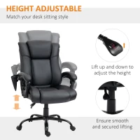 Vinsetto High Back Vibration Massage Office Chair with 6 Vibration Points, Reclining PU Leather Computer Chair with Armrest and Remote, Black(m-5)