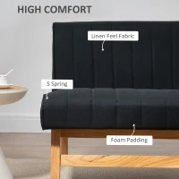 HOMCOM 42" Loveseat Sofa with Rubber Wood Legs, Space-Saving Upholstered Couch, Small 2 Seater Sofa - Black(m-5)