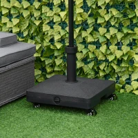 Outsunny HDPE Square Parasol Base, Portable Umbrella Stand Weights for Cantilever Banana Parasol with Wheels, 35lbs with Water or 40lbs with Sand, for Φ0.75", Φ1.5" Pole, Black(m-1)