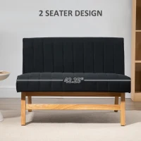 HOMCOM 42" Loveseat Sofa with Rubber Wood Legs, Space-Saving Upholstered Couch, Small 2 Seater Sofa - Black(m-4)