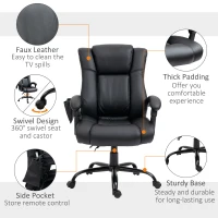 Vinsetto High Back Vibration Massage Office Chair with 6 Vibration Points, Reclining PU Leather Computer Chair with Armrest and Remote, Black(m-7)