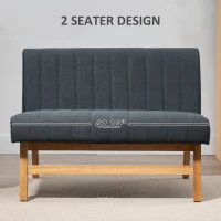 HOMCOM 42" Loveseat Sofa with Rubber Wood Legs, Space-Saving Upholstered Couch, Small 2 Seater Sofa - Graphite(m-4)