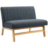HOMCOM 42" Loveseat Sofa with Rubber Wood Legs, Space-Saving Upholstered Couch, Small 2 Seater Sofa - Graphite(m-1)