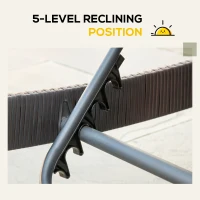 Outsunny Patio Chaise Lounge, Pool Chair with 5 Position Adjustable Backrest & Cushion, Outdoor PE Rattan Wicker Sun Tanning Seat, 78.75" x 24.75" x 35", Brown(m-5)