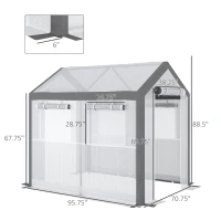 Outsunny Outdoor Walk-In Tunnel Greenhouse with Roll-up Windows, Zippered Mesh Door, & Weather Cover,  8' x 6' x 7.4'(m-3)