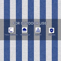 Outsunny Reversible Outdoor Rug Carpet, 9' x 12' Waterproof Plastic Straw Rug, Portable RV Camping Rugs with Carry Bag, Large Floor Mat for Backyard, Deck, Picnic, Beach, Blue & White Striped(m-6)
