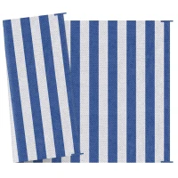 Outsunny Reversible Outdoor Rug Carpet, 9' x 12' Waterproof Plastic Straw Rug, Portable RV Camping Rugs with Carry Bag, Large Floor Mat for Backyard, Deck, Picnic, Beach, Blue & White Striped(m-9)