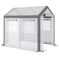 Outsunny Outdoor Walk-In Tunnel Greenhouse with Roll-up Windows, Zippered Mesh Door, & Weather Cover,  8' x 6' x 7.4'(m-7)
