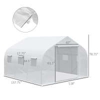 Outsunny 11.5' x 10' x 6.5' Walk-in Greenhouse, Tunnel Green House with Zippered Mesh Door and 6 Mesh Windows, Gardening Plant Hot House with Galvanized Steel Frame, White(m-3)