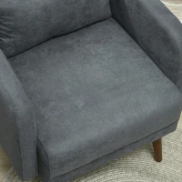 HOMCOM Armchair, Fabric Accent Chair, Modern Living Room Chair with Wood Legs and Throw Cushions for Bedroom, Grey(m-9)