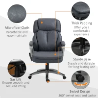 Vinsetto Big and Tall Strong Vibration Massage Office Chair, Swivel Microfiber High Back Chair, Computer Chair with Adjustable Height, 400 lbs, Gray(m-8)