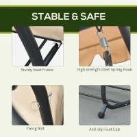 Outsunny Heavy-duty Metal 3 Seater Outdoor Swing Chair Garden Hammock Bed with Canopy and 2 Pillows Beige(m-7)