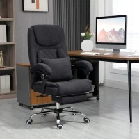 Vinsetto 3D Kneading Massage Office Chair with Reclining, Swivel Fabric Computer Chair with Footrest, Armrest, Black(m-2)