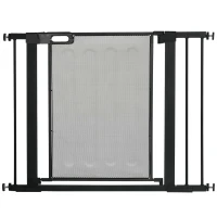 PawHut 29.5"-40.6" Metal Pet Gate, Dog Gate with Auto Closing Door, Double Locking, for Doorways, Stairs, Hallways, Black(m-2)