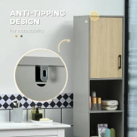 kleankin Tall Bathroom Storage, Linen Tower, Bathroom Cabinet with Doors, Shelves for Living Room Kitchen, 12.4"x11.8"x65"(m-6)