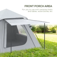 Outsunny 3-4 Person Automatic Camping Tent w/ Porch, Pop Up Tent, Portable Backpacking Shelter with Mesh Windows, Zipped Door, Floor, Hang Hook & Portable Carry Bag, Silver(m-5)