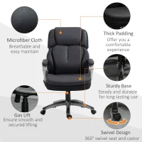 Vinsetto Big and Tall Strong Vibration Massage Office Chair, Swivel Microfiber High Back Chair, Computer Chair with Adjustable Height, 400 lbs, Black(m-8)