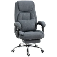Vinsetto 3D Kneading Massage Office Chair with Reclining, Swivel Fabric Computer Chair with Footrest, Armrest, Gray(m-1)