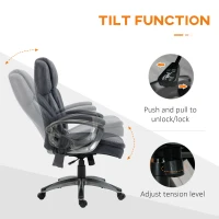 Vinsetto Big and Tall Strong Vibration Massage Office Chair, Swivel Microfiber High Back Chair, Computer Chair with Adjustable Height, 400 lbs, Gray(m-7)