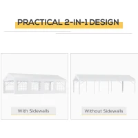 Outsunny 13 x 26 ft Heavy Duty Party Tent Outdoor Gazebo Wedding Tent Event Shelter Carport BBQ with Removable Sidewalls & Windows, Outside Waterproof Canopy for Parties, White(m-5)