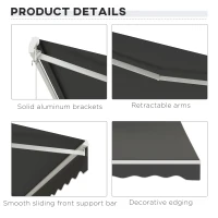 Outsunny 12' x 10' Electric Awning, Retractable Awning, UV Protection Sun Shade Shelter with Remote Controller and Manual Crank Handle for Deck, Balcony, Yard, Black(m-7)