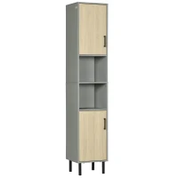 kleankin Tall Bathroom Storage, Linen Tower, Bathroom Cabinet with Doors, Shelves for Living Room Kitchen, 12.4"x11.8"x65"(m-2)