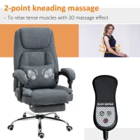 Vinsetto 3D Kneading Massage Office Chair with Reclining, Swivel Fabric Computer Chair with Footrest, Armrest, Gray(m-4)