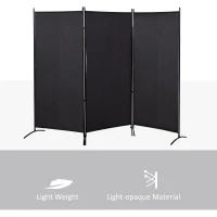HOMCOM 3-Panel Privacy Screen Folding Room Divider for Indoor Bedroom Office 100" x 72" Black(m-8)