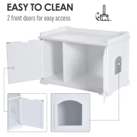 PawHut 2-in-1 Covered Cat Litter Box Washroom Storage Hideaway Cabinet Bench Home Decor, White(m-5)