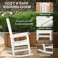 Outsunny Outdoor Rocking Chair, All Weather-Resistant HDPE Rocking Patio Chairs with Rustic High Back, Armrests, Oversized Seat and Slatted Backrest, 350lbs Weight Capacity, Light Gray(m-5)