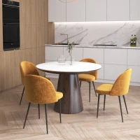 HOMCOM Modern Dining Chairs, Mid-Back Velvet-touch Upholstery Side Chair, Table Chair for Living Room, Dining Room, Yellow, Set of 4(m-1)