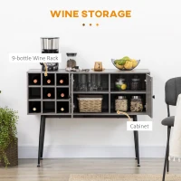 HOMCOM Coffee Bar Cabinet 9-Bottle Wine Rack and Adjustable Shelf, Sideboard Buffet Cabinet Wine Cabinet for Living Room(m-4)