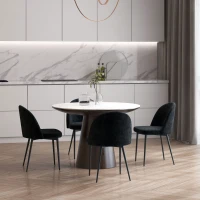 HOMCOM Modern Dining Chairs, Mid-Back Velvet-touch Upholstery Side Chair, Table Chair for Living Room, Dining Room, Black, Set of 4(m-1)