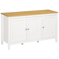 HOMCOM Sideboard, Buffet Cabinet with Doors and Adjustable Shelves for Living Room, Entryway, White and Natural(m-2)