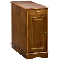 HOMCOM Flip Top End Side Table with Storage Drawer and Cabinet, 11.5" x 24" x 24.25", Espresso(m-1)