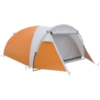 Outsunny Outdoor Camping Tent for 4 People, Waterproof Compact Portable Camping Travel Gear, 2 Doors, Hook for Light, Orange(m-1)