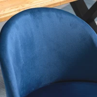 HOMCOM Modern Dining Chairs, Mid-Back Velvet-touch Upholstery Side Chair, Table Chair for Living Room, Dining Room, Dark Blue, Set of 4(m-9)