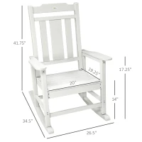 Outsunny Outdoor Rocking Chair, All Weather-Resistant HDPE Rocking Patio Chairs with Rustic High Back, Armrests, Oversized Seat and Slatted Backrest, 350lbs Weight Capacity, Light Gray(m-3)
