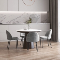 HOMCOM Modern Dining Chairs, Mid-Back Velvet-touch Upholstery Side Chair, Table Chair for Living Room, Dining Room, Grey, Set of 4
