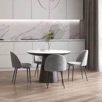 HOMCOM Modern Dining Chairs, Mid-Back Velvet-touch Upholstery Side Chair, Table Chair for Living Room, Dining Room, Grey, Set of 4(m-1)