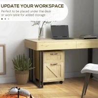 Vinsetto Farmhouse Vertical Filing Cabinet, 2 Drawers File Cabinet with Hanging Bars for Letter and A4 Size, Rolling Printer Stand for Home Office, Natural(m-4)