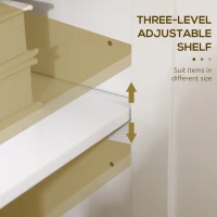 HOMCOM Sideboard, Buffet Cabinet with Doors and Adjustable Shelves for Living Room, Entryway, White and Natural(m-5)