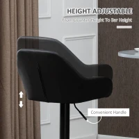 HOMCOM Adjustable Bar Stools, Swivel Counter Height Barstools with Footrest and Back, PU Leather and Steel Round Base, for Kitchen Counter and Dining Room, Set of 4, Black(m-5)