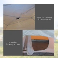 Outsunny Outdoor Camping Tent for 4 People, Waterproof Compact Portable Camping Travel Gear, 2 Doors, Hook for Light, Orange(m-6)