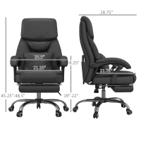 Vinsetto Kneading Massage Office Chair, Reclining Executive Office Chair, PU Leather High Back Computer Chair with Lumbar Cushion, Footrest, Adjustable Height, Black(m-3)